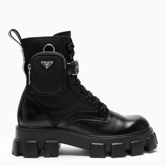 Prada Other - Prada Black Brushed Leather And Nylon Monolith Boots